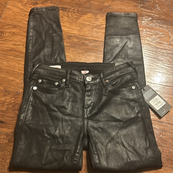 True Religion Jennie High-Rise Curvy Coated skinny Jeans in Onyx NWT - Picture 6 of 9